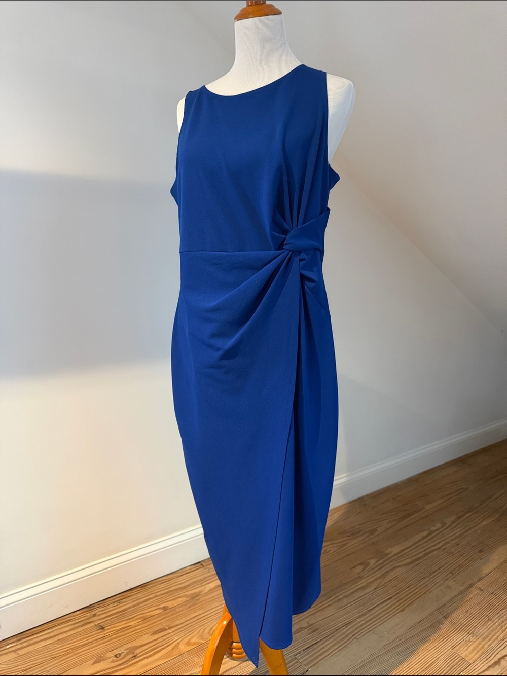 Guess Royal Blue Sleeveless Midi Dress with Side Knot